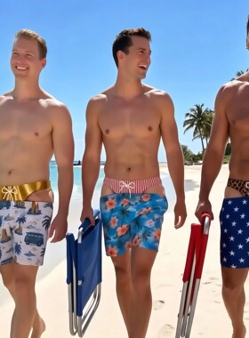 跨境新款Funny Novelty Men's Briefs户外沙滩趣味恶搞男士三角裤