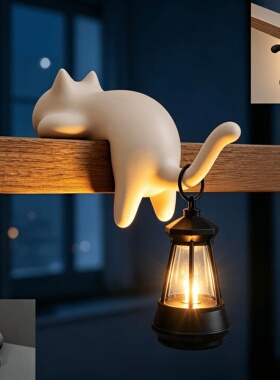 跨境新品 Cat Shelf Sitter Lamp 猫形书架灯笼3D打印工艺品挂件