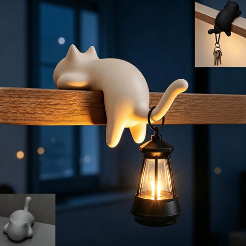 跨境新品 Cat Shelf Sitter Lamp 猫形书架灯笼3D打印工艺品挂件