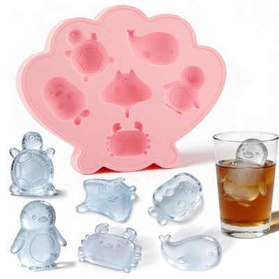 跨境新款 Cube Tray Shell Silicone Ice 海洋造型冰块模DIY模具