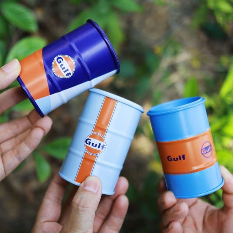 Gulf海湾石油机油罐赛车涂装微缩模型铁盒场景布置桌面摆件储物罐