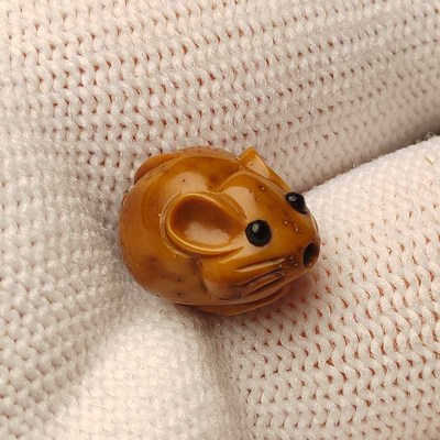 菩提子紫金鼠雕刻根付数钱