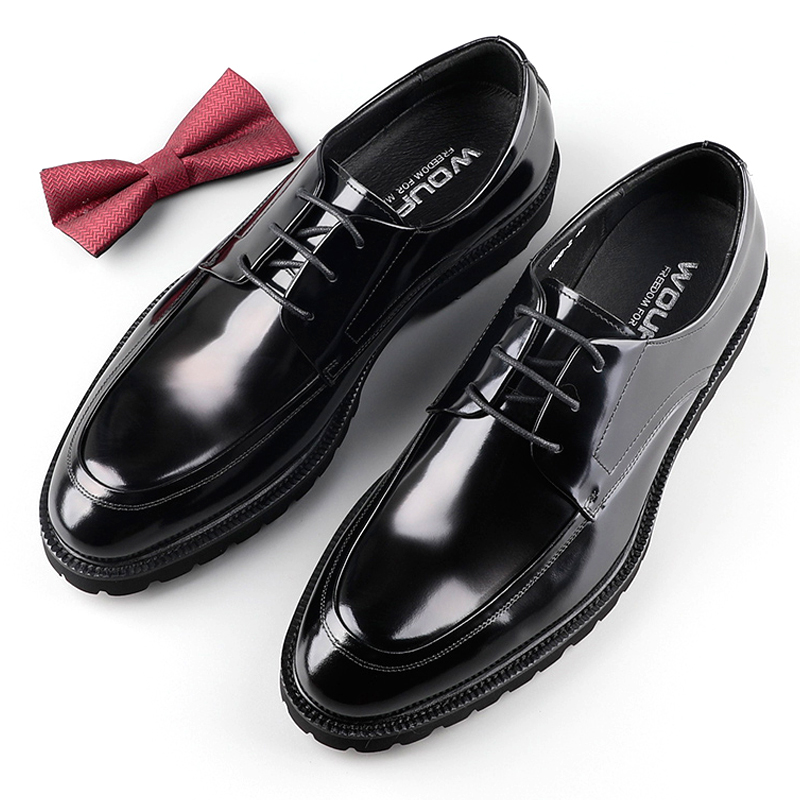 男士英伦商务正装皮鞋漆皮男鞋子