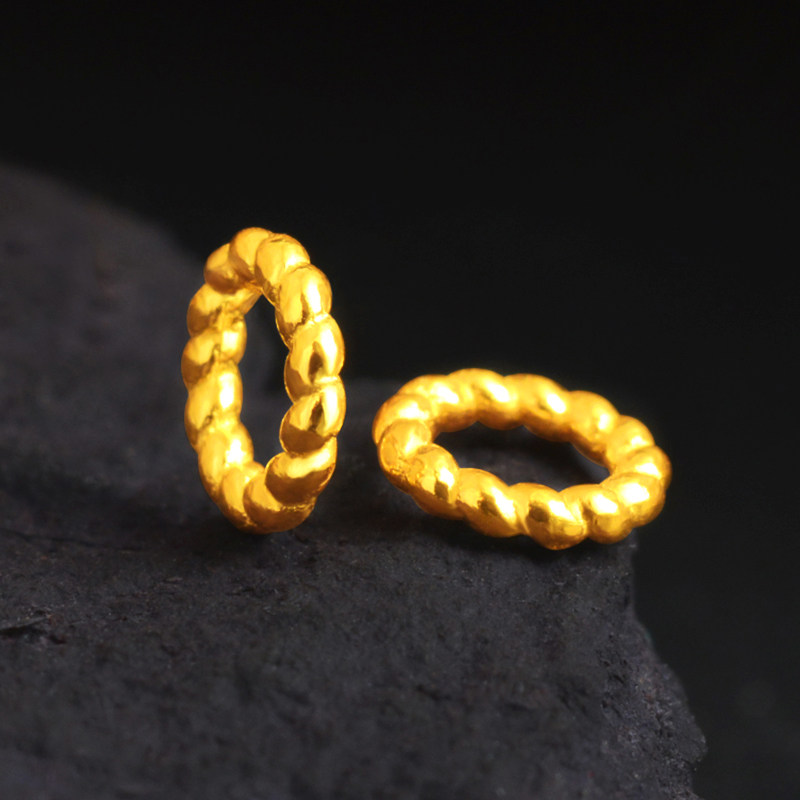 纯18k金隔片小配件古法金diy配饰黄金麻花闭口圈手链手串文玩跑环
