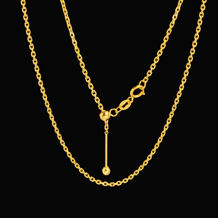 针式 链18k金彩金纯金穿珠十字链项链女可调节白金玫瑰金au750