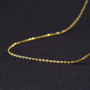 18k金o字链au750彩金女白金玫瑰金黄金项链细款 闪o十八2025年新款