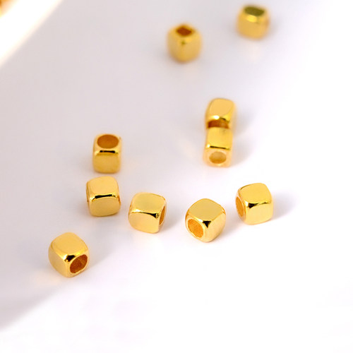 语瑶18K金方糖珠定位珠通孔珠