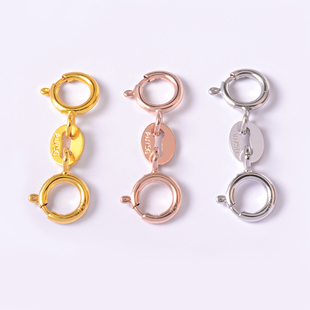 18k金弹簧扣头配件AU750连接扣闭口串珠珍珠项链手链diy材料结尾