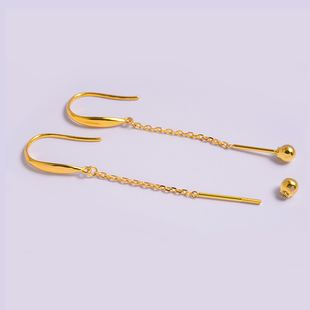 18k金耳钩款黄金珍珠空托耳环纯金圆珠子耳环耳坠diy配件材料