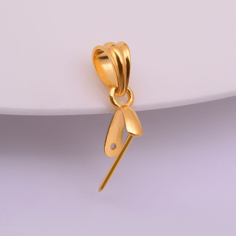 18k金瓜子扣加厚版斜孔吊坠扣翡翠佛公观音白金黄金玉器扣头配件