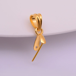 18k金瓜子扣加厚版斜孔吊坠扣翡翠佛公观音白金黄金玉器扣头配件