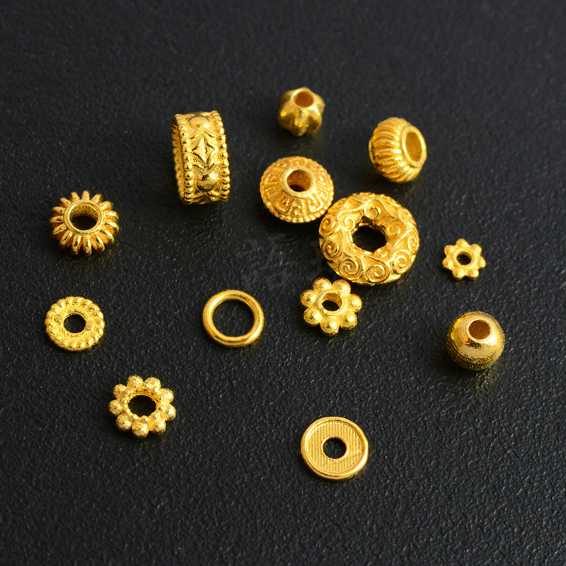 纯18k金珠子散珠古法金配件隔片珍珠diy黄金隔珠小金珠纯金隔垫,珠宝/钻石/翡翠,其他,淘宝优惠券,粉丝福利购,淘宝优惠卷