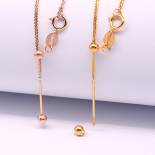 针式 链18k金彩金纯金穿珠肖邦链项链女可调节白金玫瑰金au750