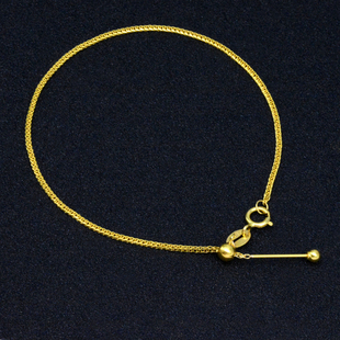 18k金手链女轻奢小众彩金肖邦链针式细穿珠diy可调节精致女生