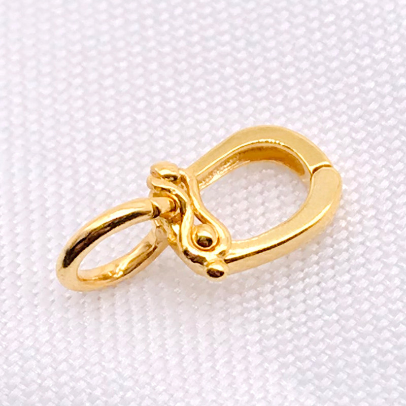 k金珠宝扣18k吊坠扣头小提溜珍珠项链小滴溜配件diy首饰750金