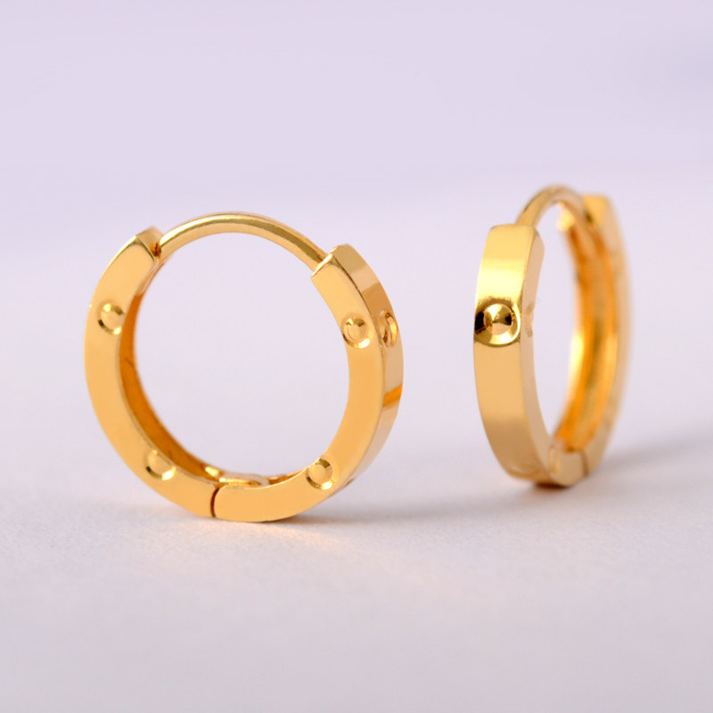 耳扣18k金耳圈小玫瑰金素圈耳环女2025新款耳骨au750耳坠耳饰彩金