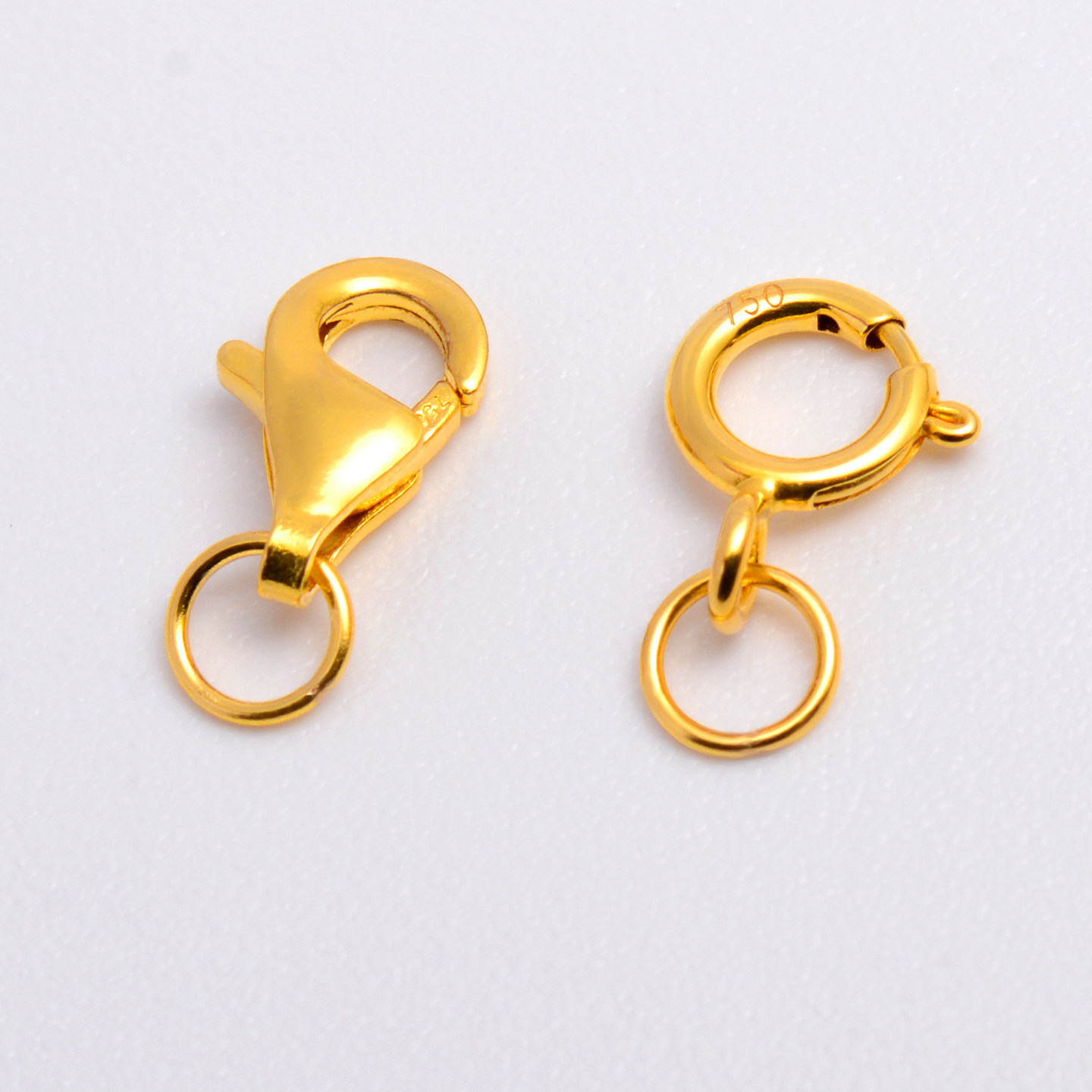 18k金弹簧扣五花手链调节扣延长链s配件连接扣头黄金项链m扣防掉