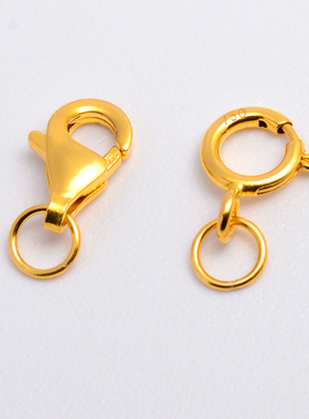 18k金弹簧扣五花手链调节扣延长链s配件连接扣头黄金项链m扣防掉