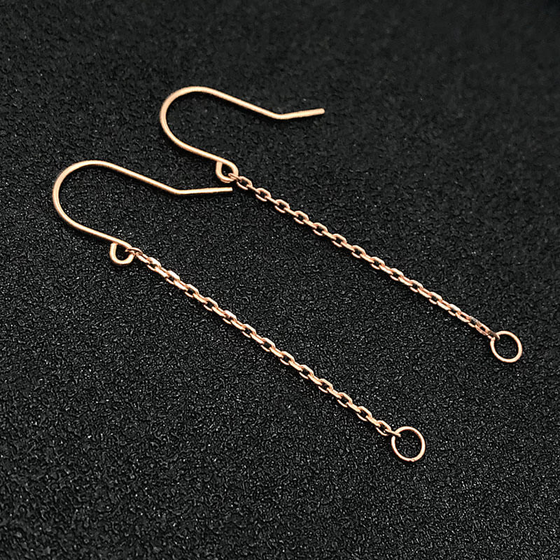 18K金耳钩玉平安扣长耳线耳坠耳环耳饰空托diy配件au750彩金