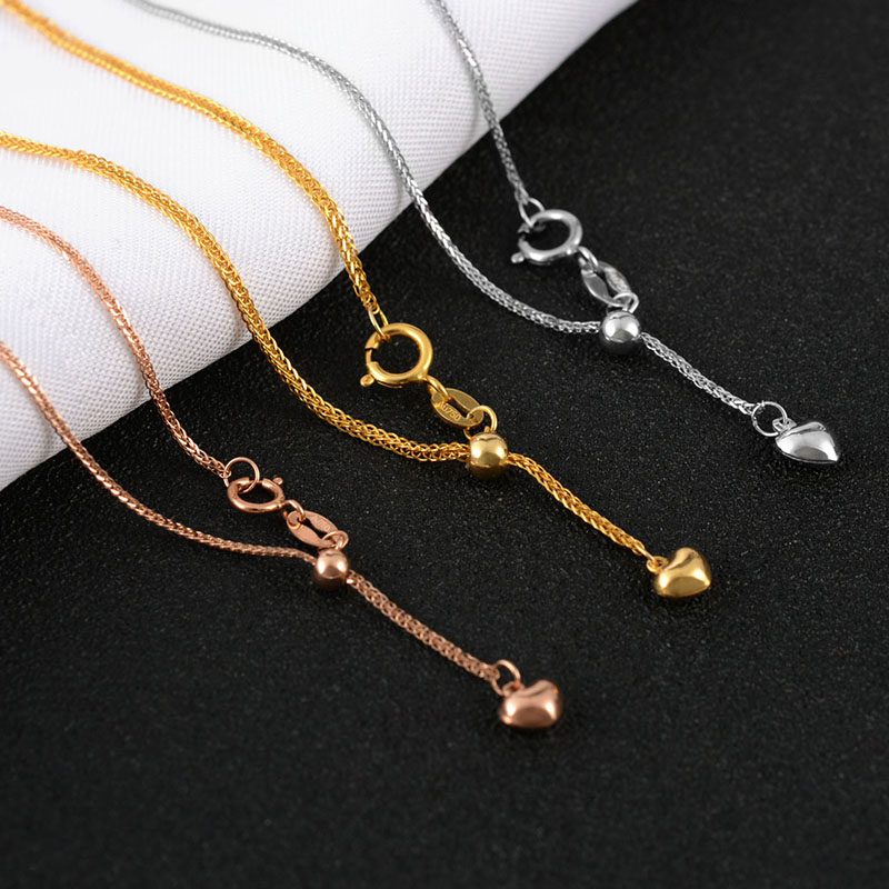 肖邦链18k金黄金au750彩金爱心项链女玫瑰金可调节素链十八k金长