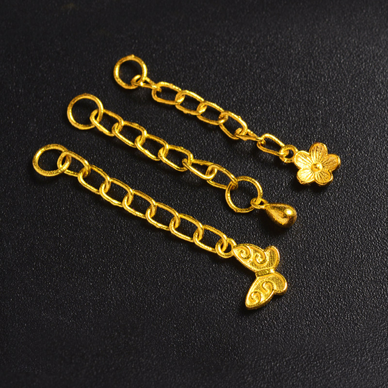 18k金延长链珍珠项链手链锁骨链加长平安喜乐配件可调节古法黄金