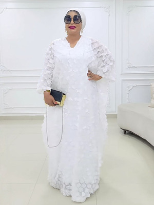 非洲绣花大码长袍时尚外贸白色连衣裙plus size african dress