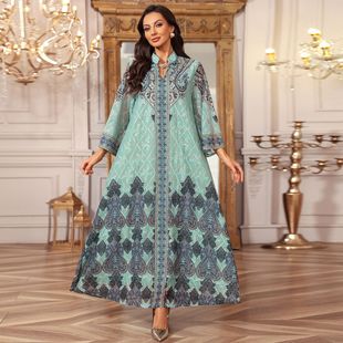 中东长袍女装长裙雪纺烫钻异域风情女连衣裙巴基斯坦长裙women