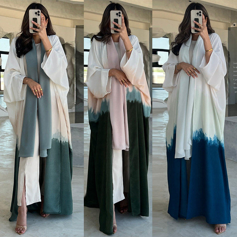 MQ100 Abaya服饰外套时尚扎染披风夏季潮流欧美开衫连衣裙图片