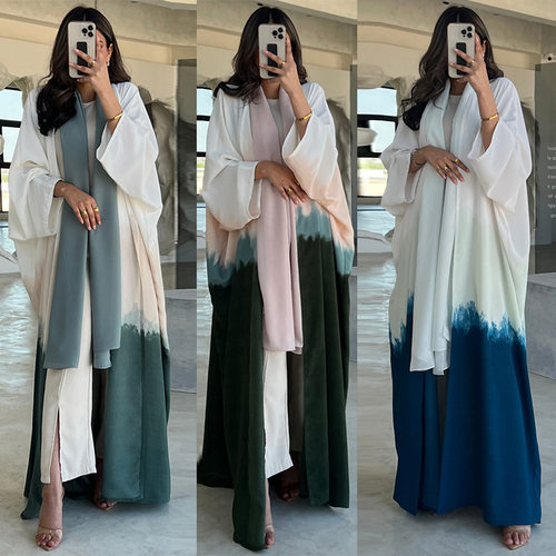 MQ100 Abaya服饰外套时尚扎染披风夏季潮流欧美开衫连衣裙