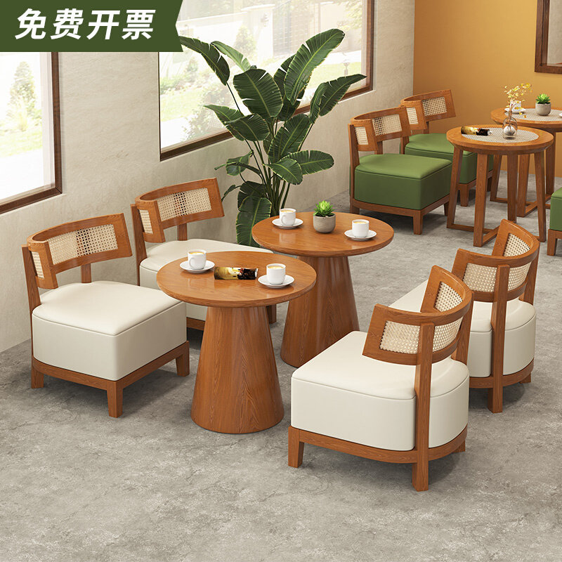 网红甜品奶茶店桌椅组合咖啡厅卡座小吃店定制餐饮书吧休闲沙发椅