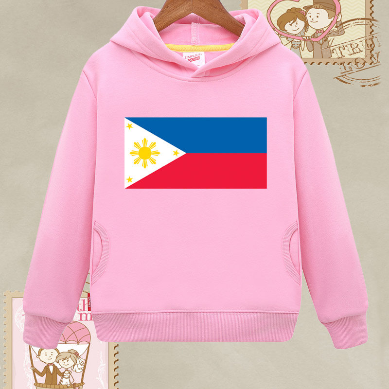 菲律宾国旗冬装外套加绒卫衣男女长袖儿童装学生亲子装连帽衫衣服