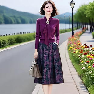 素韵订制原创品牌女装 上衣超好看半身裙两件套秋 高级感轻奢针织衫