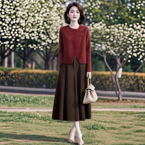 素韵订制女装原创品牌轻奢盘扣新中式针织衫百搭半身裙两件套秋季
