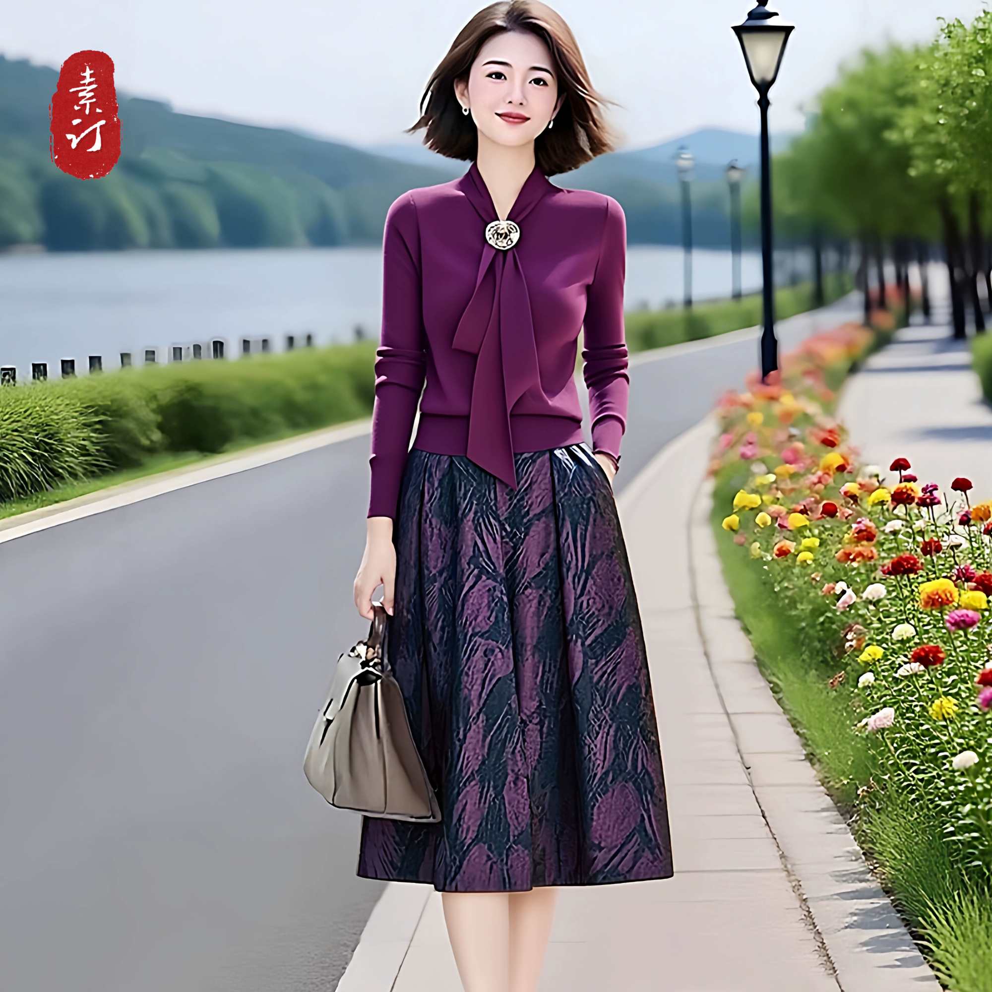 素韵订制原创品牌女装高级感轻奢针织衫上衣超好看半身裙两件套秋