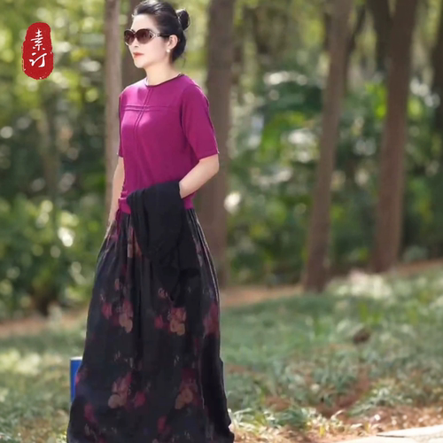 素韵订制女装品牌旗舰店高级感针织上衣女短袖超好看半身裙两件套