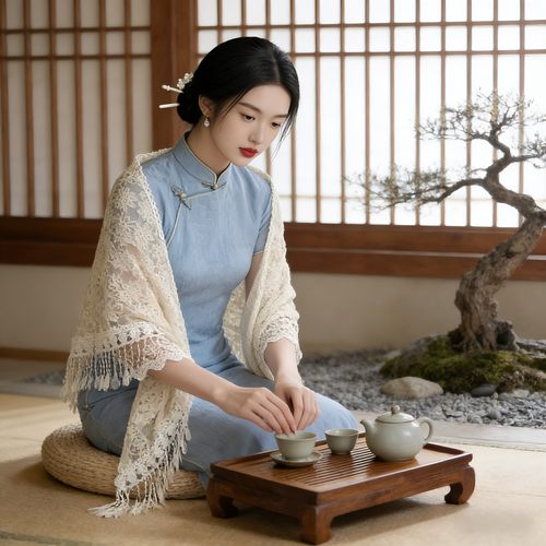 新中式旗袍披肩女外搭礼服米色镂空绍兴苏州旅游拍照薄款蕾丝开衫
