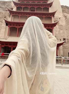 民族风大西北旅游沙漠迪拜埃及穿搭防晒披肩头巾纱巾棉麻丝巾围巾