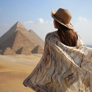 沙漠穿搭披肩旅游拍照埃及迪拜旅游丝巾女防晒包头巾围巾薄款外搭
