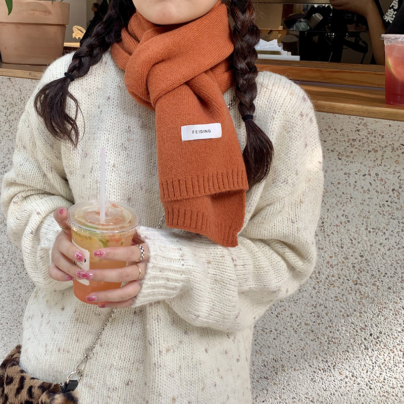 韩版南瓜色针织毛线小围巾女冬季保暖橙色百搭秋冬简约橘色围脖潮,服饰配件/皮带/帽子/围巾,围巾/丝巾/披肩,淘宝优惠券,粉丝福利购,淘宝优惠卷