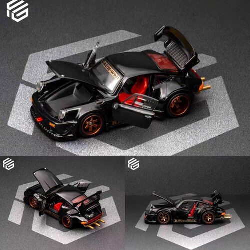 FG 1/64 保时捷RWB 930 合金车模 黑色宽体，车门全开