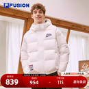 FILA 休闲宽松连帽上衣保暖运动外套棉羽 FUSION斐乐羽绒服男冬季