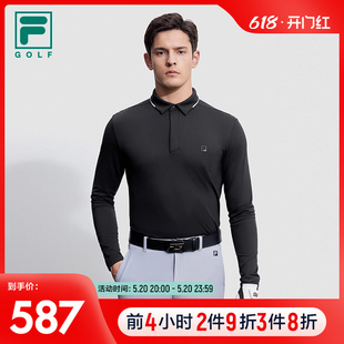 斐乐官方男子针织长袖 FILA POLO衫 2023冬新款 基础高尔夫运动上衣