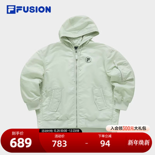 FILA 休闲宽松保暖连帽外套 FUSION斐乐潮牌棉服女2023冬时尚