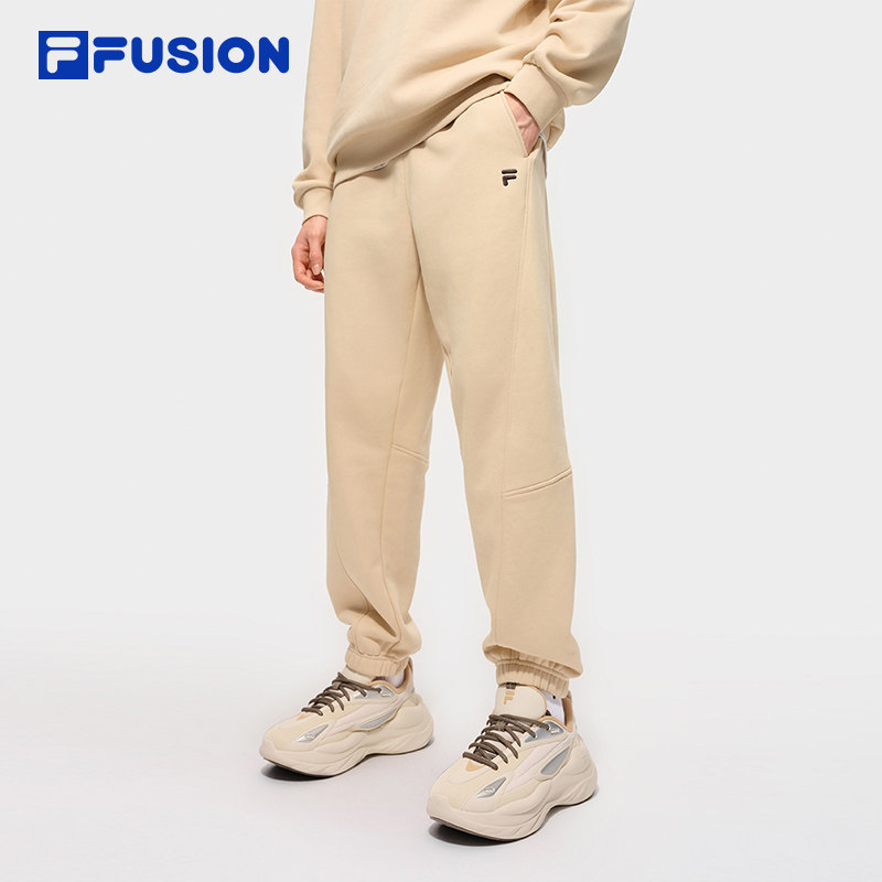 FILA FUSION斐乐潮牌针织长裤男2025冬季新款休闲宽松加绒收口裤