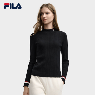 FILA 斐乐官方女子编织衫2025冬新款时尚简约修身小高领套头毛衣