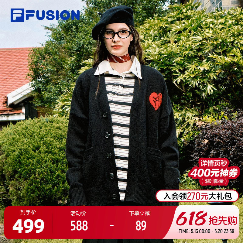 FILA FUSION斐乐潮牌情侣款编织外套2025秋季新款休闲