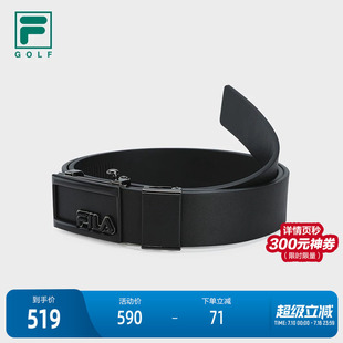 FILA 斐乐官方男子腰带2025秋新款简约黑色高尔夫运动自动扣皮带