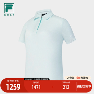 高尔夫运动宽松上衣 FILA 斐乐官方女子梭织短袖 POLO衫 2025秋新款