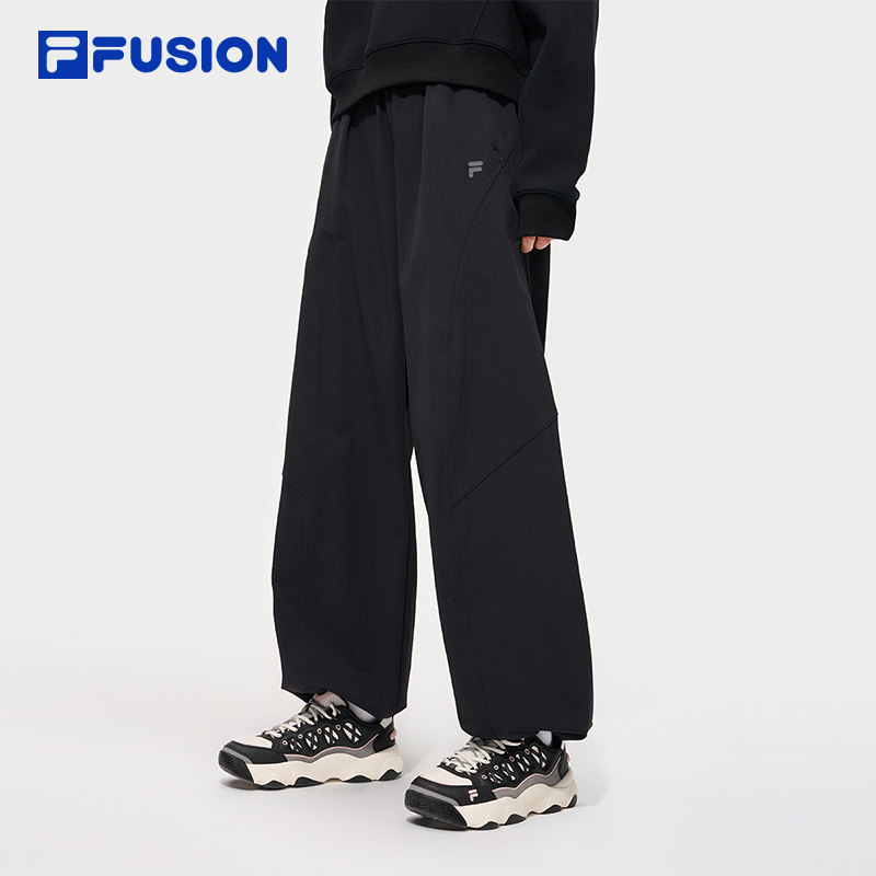 FILA FUSION斐乐潮牌梭织长裤女2025冬季新款时尚休闲宽松直筒裤