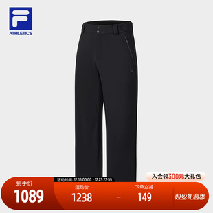 FILA斐乐官方男士 滑雪运动加绒直筒裤 长裤 新款 2025冬季 黄景瑜同款